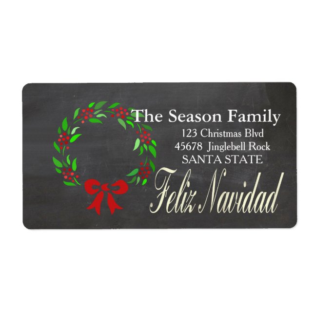 Etiqueta Feliz Navidad Holiday Address Label (Frente)