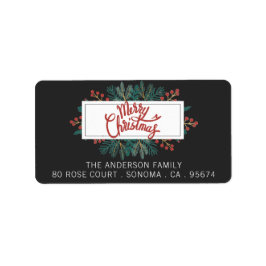 Etiqueta Feliz Navidad Holly Boughes Dirección de Regreso