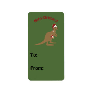 Etiqueta Feliz Navidad Kangaroos