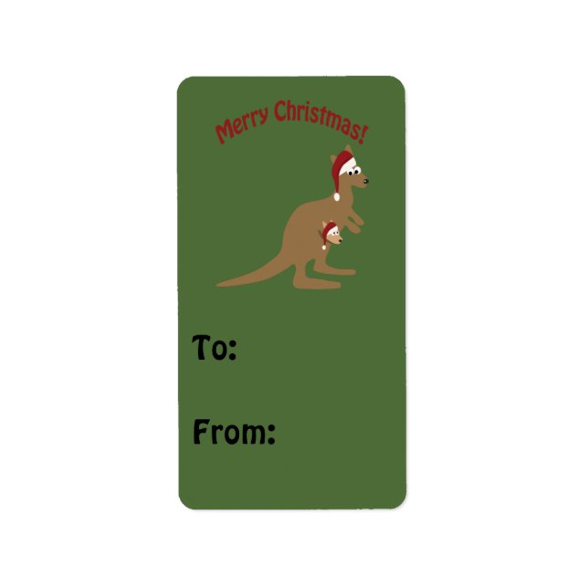 Etiqueta Feliz Navidad Kangaroos (Frente)