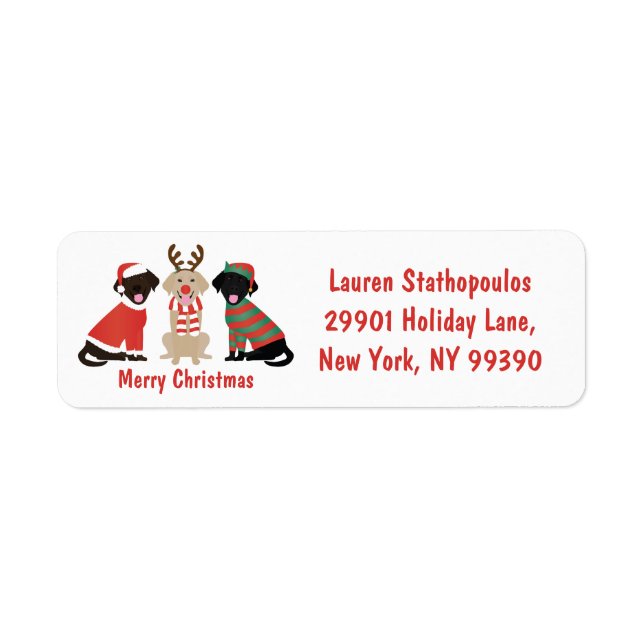 Etiqueta Feliz Navidad Labrador Recuperar Perros (Frente)