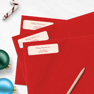 Etiqueta Feliz Navidad Moderna Dirección de Regreso Rosa