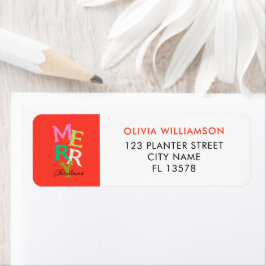 Etiqueta Feliz Navidad moderna y brillante festividad