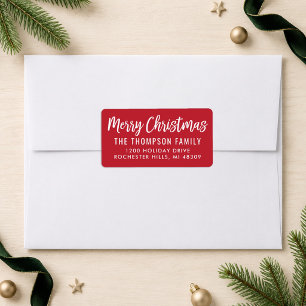 Etiqueta Feliz Navidad Moderno Script Dirección de retorno
