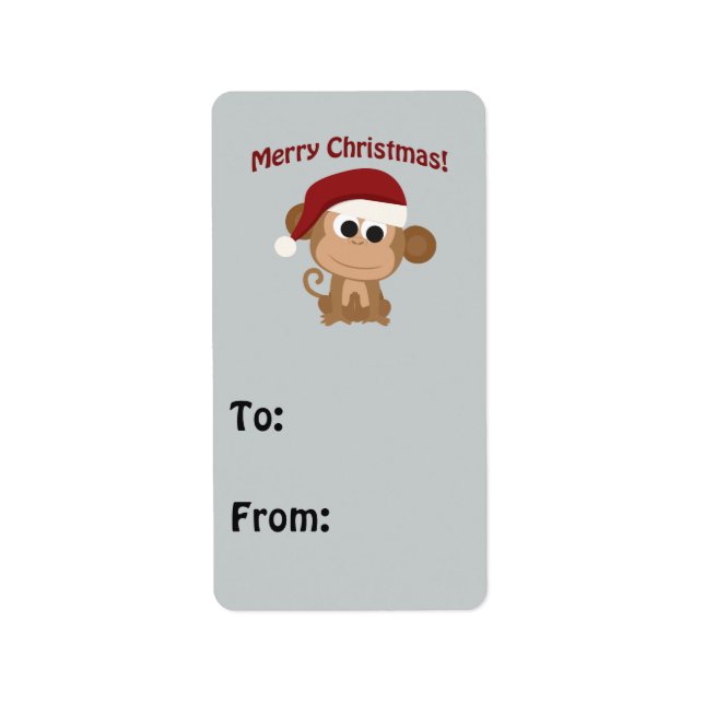 Etiqueta Feliz Navidad! Mono de Santa (Frente)