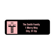 Feliz Navidad Natividad Cross Pink Black