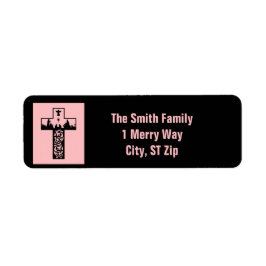 Etiqueta Feliz Navidad Natividad Cross Pink Black