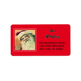 Etiqueta Feliz Navidad navideña en Santa María