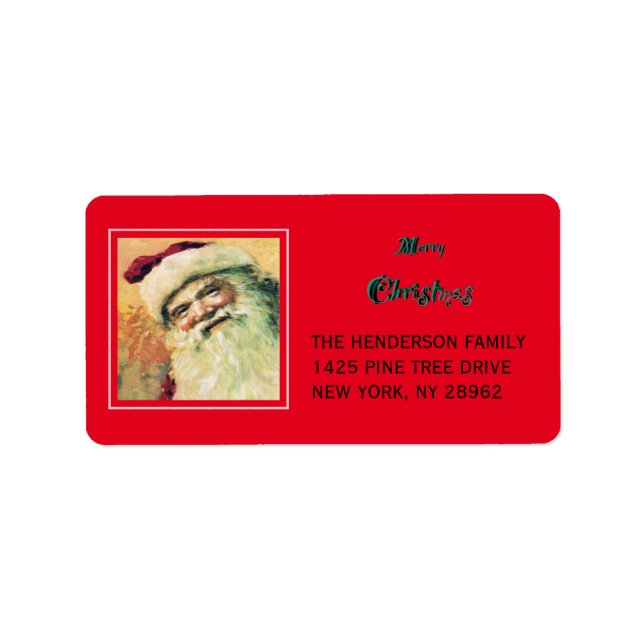 Etiqueta Feliz Navidad navideña en Santa María (Frente)