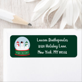 Etiqueta Feliz Navidad Nieve Globe Snowmen