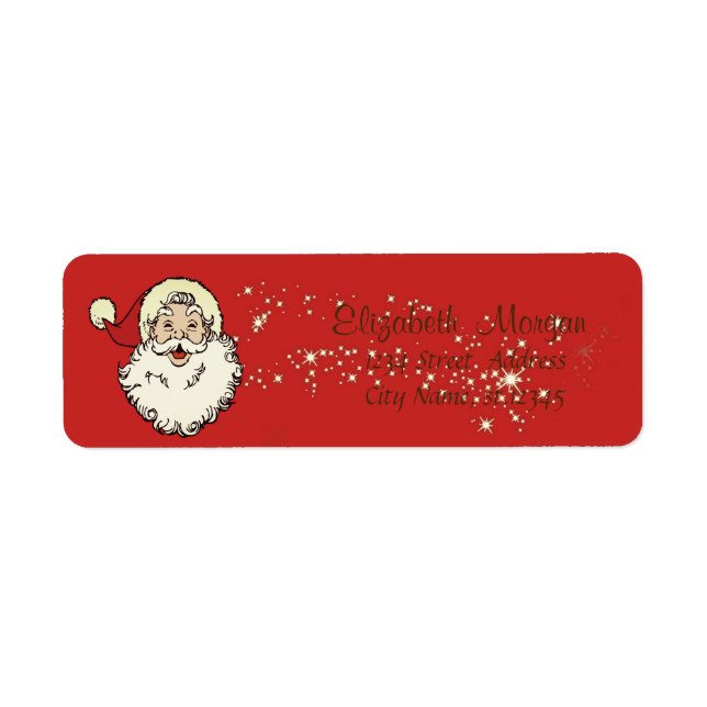 Etiqueta Feliz Navidad, Papá Noel, Brillo (Frente)