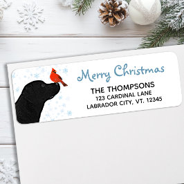 Etiqueta Feliz Navidad Perro negro Labrador