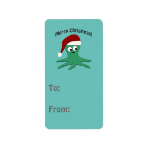 Etiqueta Feliz Navidad Pulpo