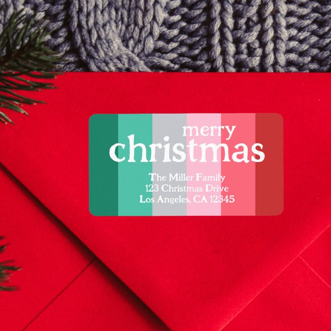 Etiqueta Feliz Navidad rojo y verde (christmas return label)