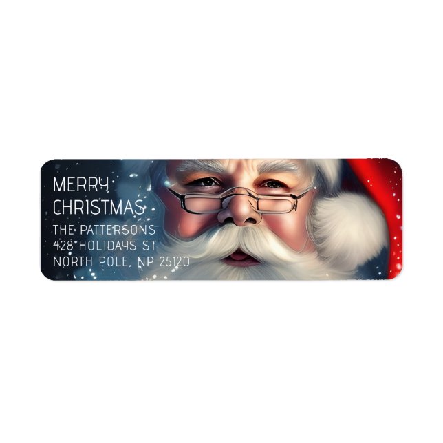 Etiqueta Feliz Navidad Santa Festividad de Invierno (Frente)