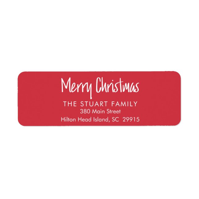 Etiqueta Feliz Navidad Simple Moderno Regreso Mínimo Rojo (Frente)
