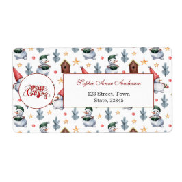 Etiqueta Feliz Navidad Snowflakes Snowflakes Monograma