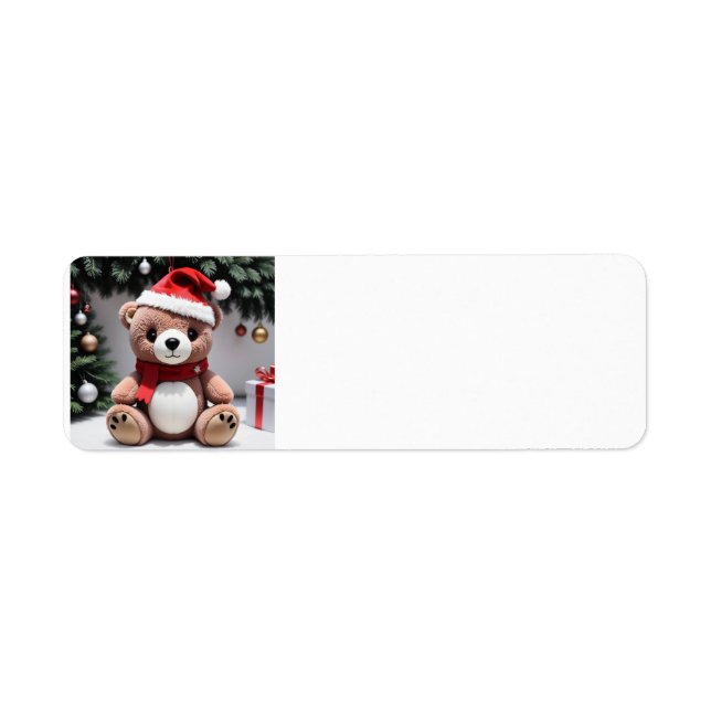 Etiqueta Feliz Navidad Teddy Bear (Frente)