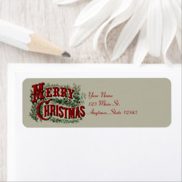 Etiqueta Feliz Navidad Verde de 1876