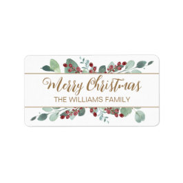 Etiqueta Feliz Navidad Verdor CranBerries Gold