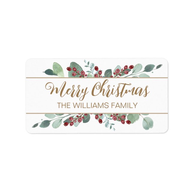 Etiqueta Feliz Navidad Verdor CranBerries Gold (Frente)