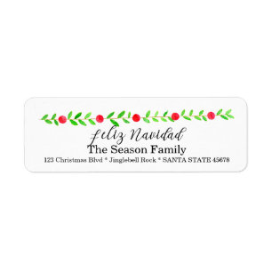 Etiqueta Feliz Navidad, watercolor Christmas banner