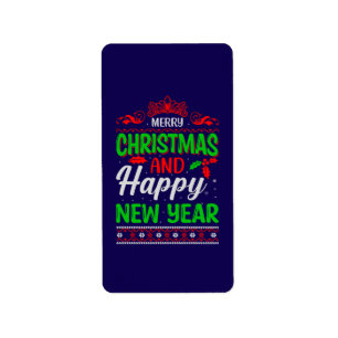 Etiqueta Feliz Navidad Y Feliz Año Nuevo-61064