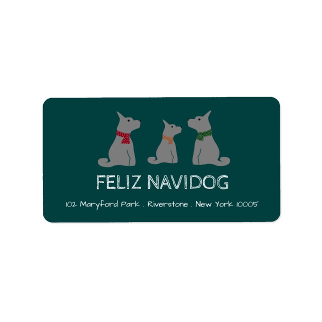 Etiqueta Feliz Navidog, Navidades al estilo español (Frente)