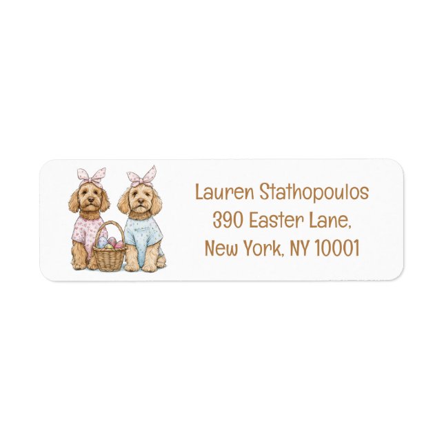 Etiqueta Feliz Pascua Perros Goldendoodle (Frente)