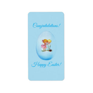 Etiqueta ¡Feliz Pascua! Tarjeta postal retro, huevo de Pasc