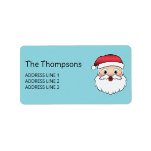 Etiqueta Feliz Personalizado Santa Claus Cabeza En Azul Y T