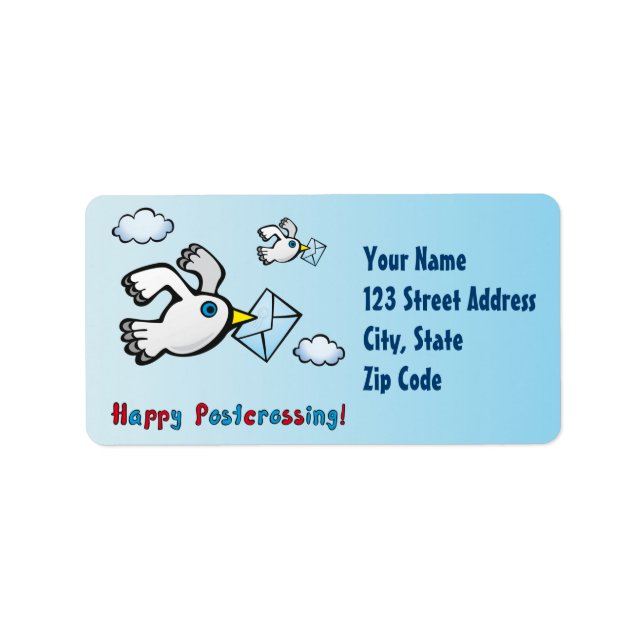 Etiqueta ¡Feliz Postal! - Poste de pichón. (Frente)