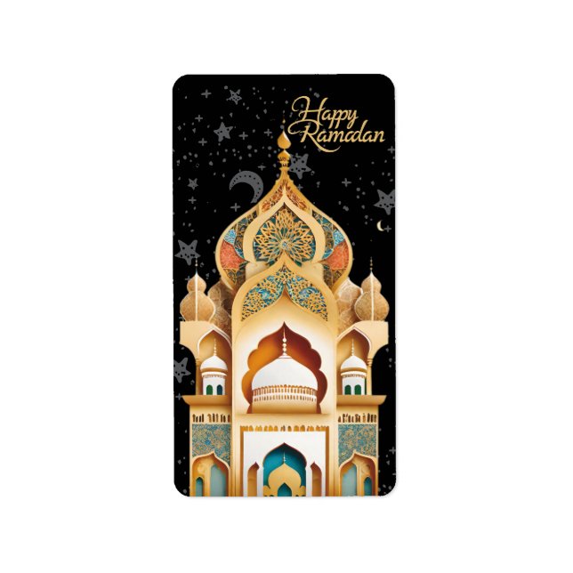 Etiqueta feliz Ramadán (Frente)