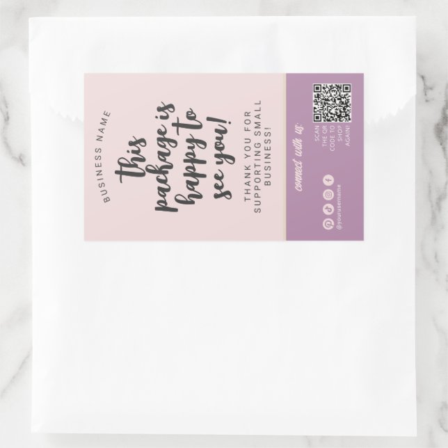 Etiqueta femenina de embalaje rosado y beige de Ru (Bolso)