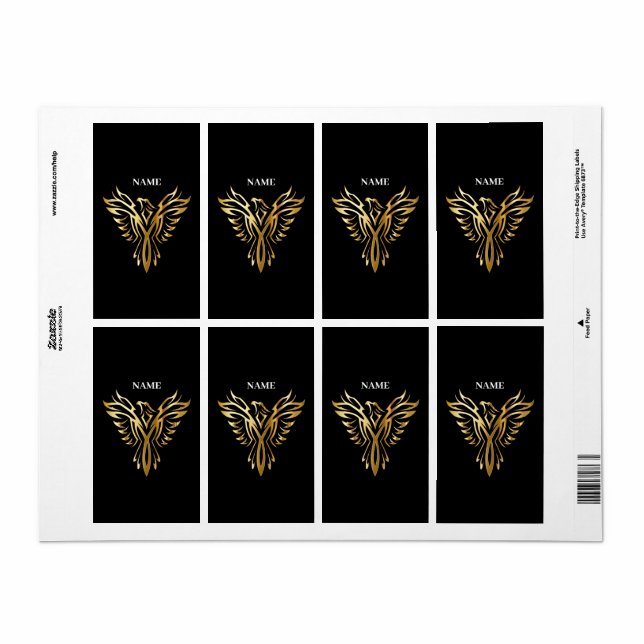 Etiqueta Fénix dorado, elegancia (Hoja Entera)