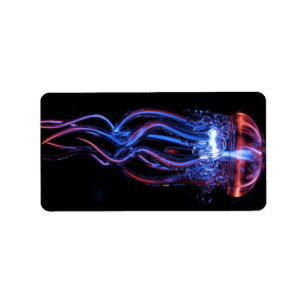 Etiqueta fenómeno de luz luminosa de medusas frescas