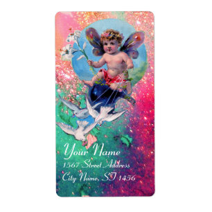 Etiqueta FERIA DE BEBÉS CON PUNTAS EN PUNTOS, verde rosa