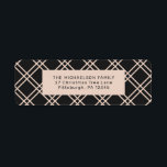 Etiqueta Festive Christmas Black and Cream Check Return<br><div class="desc">Festive Christmas label features a black and cream check pattern background for your return name and address. Please view this Christmas holiday collection for coordinating plaid invitations and accessories!</div>