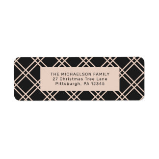 Etiqueta Festive Christmas Black and Cream Check Return