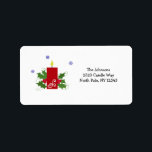 Etiqueta Festive Christmas Decor<br><div class="desc">A pretty festive Christmas candle surrounded by holly and berries. Festive Christmas decor.  Customize with all of your new address information as desired.</div>