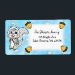 Etiqueta Festive Holiday Squirrel Blue Christmas Snowflakes<br><div class="desc">Holiday squirrel with candy cane blue return address label with acorns and snowflakes. Cute for Christmas cards and the holiday season.</div>