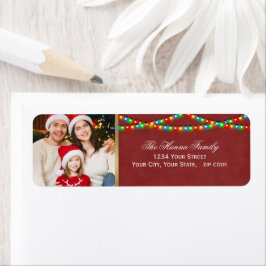 Etiqueta Festive Personalized Family Photo Merry Christmas