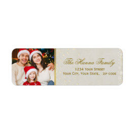 Etiqueta Festive Personalized Family Photo Merry Christmas