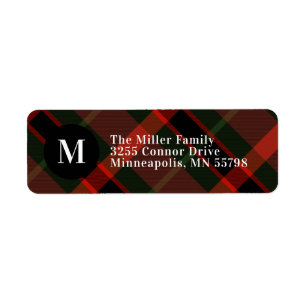 Etiqueta Festive Tartan Monogram Christmas