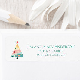 Etiqueta Festividad caprichosa del árbol de navidad Minimal