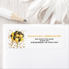 Etiqueta Festividad de globo de globo de remolque de oro