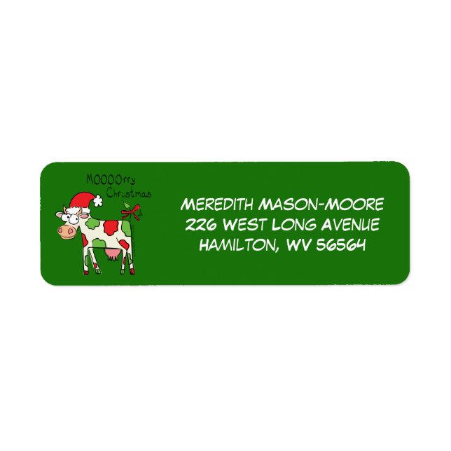 Etiqueta Festividad de Navidades Personalizados de vacas di (Frente)