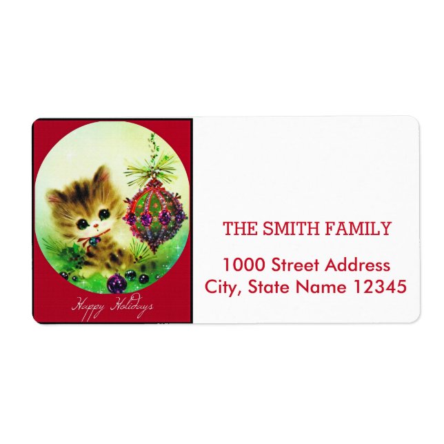 Etiqueta Festividad de Navidades Purpurinas de época (Frente)