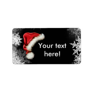 Etiqueta Festividad de Santa Hat Snowflake Navidades