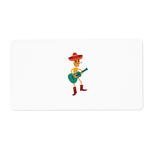 Etiqueta Festividad Skeleton Guitar Player (Frente)